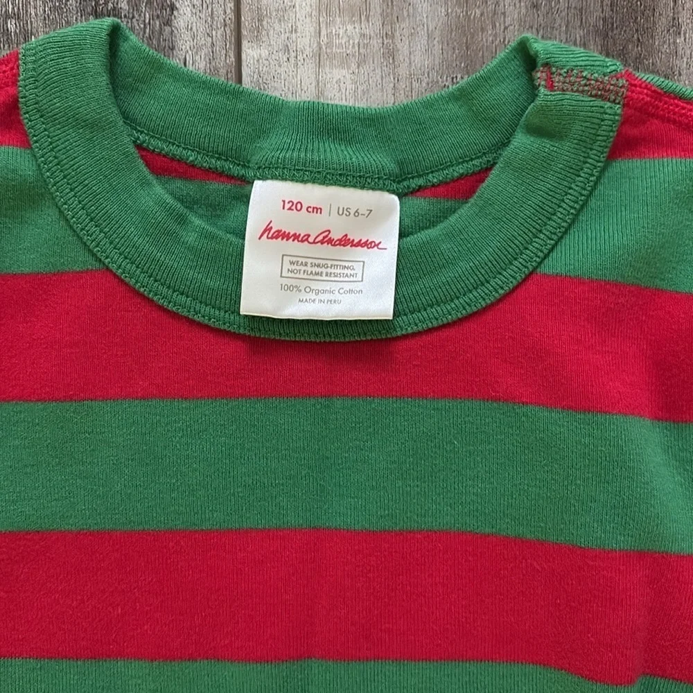 Hanna Andersson Christmas stripe jammies long sleeve pajama top 6-7
